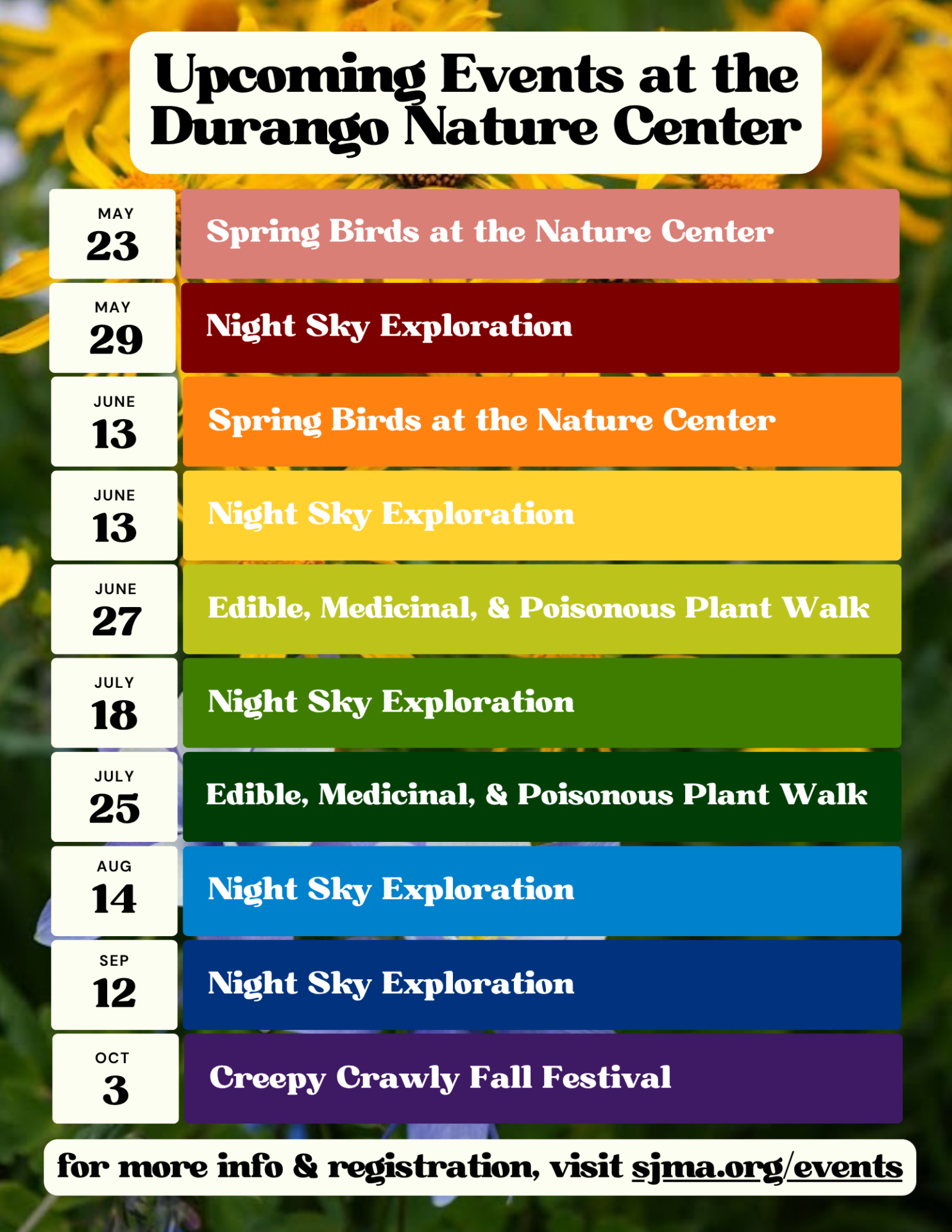 FOR WEB Nature Center Events 2026